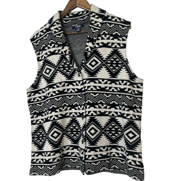 Chaps Aztec Print Sweater Vest Womens XL Southwestern Cowgirl Rodeo Equestrian - Picture 1 of 10